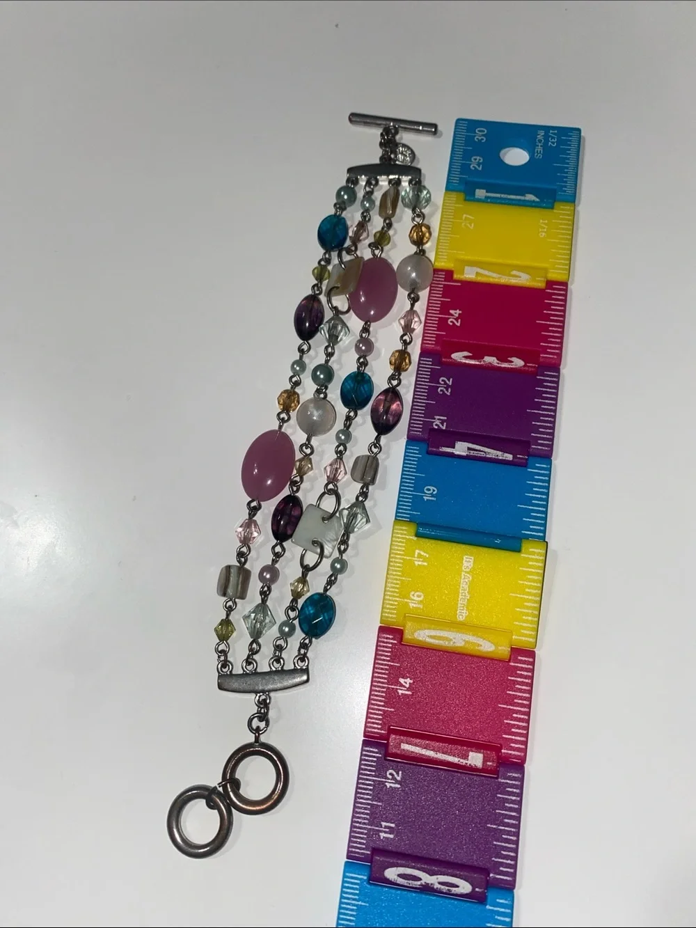 Multicolor Beaded Five-Row Bracelet - Pink Accent by Cookie Lee